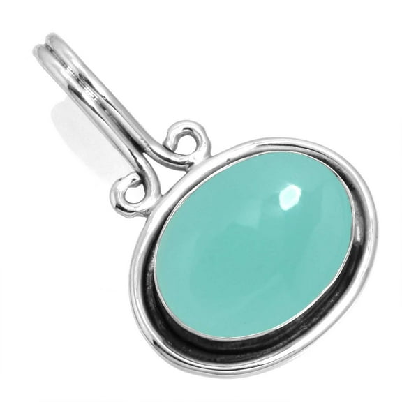 Natural Aqua Chalcedony Women Jewelry 925 Sterling Silver Pendant