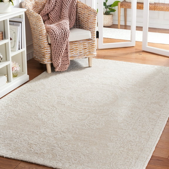 SAFAVIEH Abstract Sebastian Oriental Wool Area Rug, Ivory/Beige, 6' x 9'