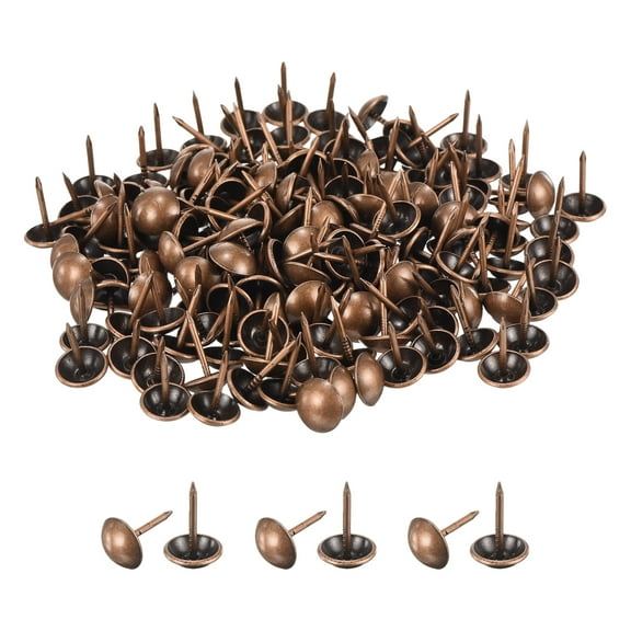 Uxcell Upholstery Tacks for Furniture, 7/16 Inch (11 x 17mm)Metal Round Black Thumb Tacks for Wall(Red, Pack of 180)