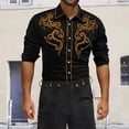 thumbnail image 4 of Long Sleeve Shirts for Men Solid Western Cowboy Embroidered Shirt Slim Fit Casual Button Shirt Yellow L, 4 of 5