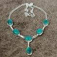 thumbnail image 2 of 925 Sterling Silver Green Jade Gemstone Handmade Jewelry Necklace 18", 2 of 4