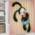 thumbnail image 4 of Juego de 4 cortinas de ducha con diseño de conejo de la suerte de Oswald, con alfombrillas antideslizantes, tapa de inodoro y alfombrilla de baño, cortina de ducha impermeable con decoración de, 4 of 8