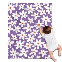 Purple Daisy Flower White Blooms Pattern Blanket,Comfortable Soft Flannel Throw Blanket,All Season,Warm Lightweight Blankets for Sofa Bed Couch Living Room Chair,30"x40"