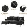 thumbnail image 6 of L-Shaped Sectional Sofa with Reversible Chaise Lounge, 84" Fabric Upholstered Couch with Metal Legs and 2 Pillows, Modern Sofa with Unique Armrest for Living Room Office, Black, 6 of 11