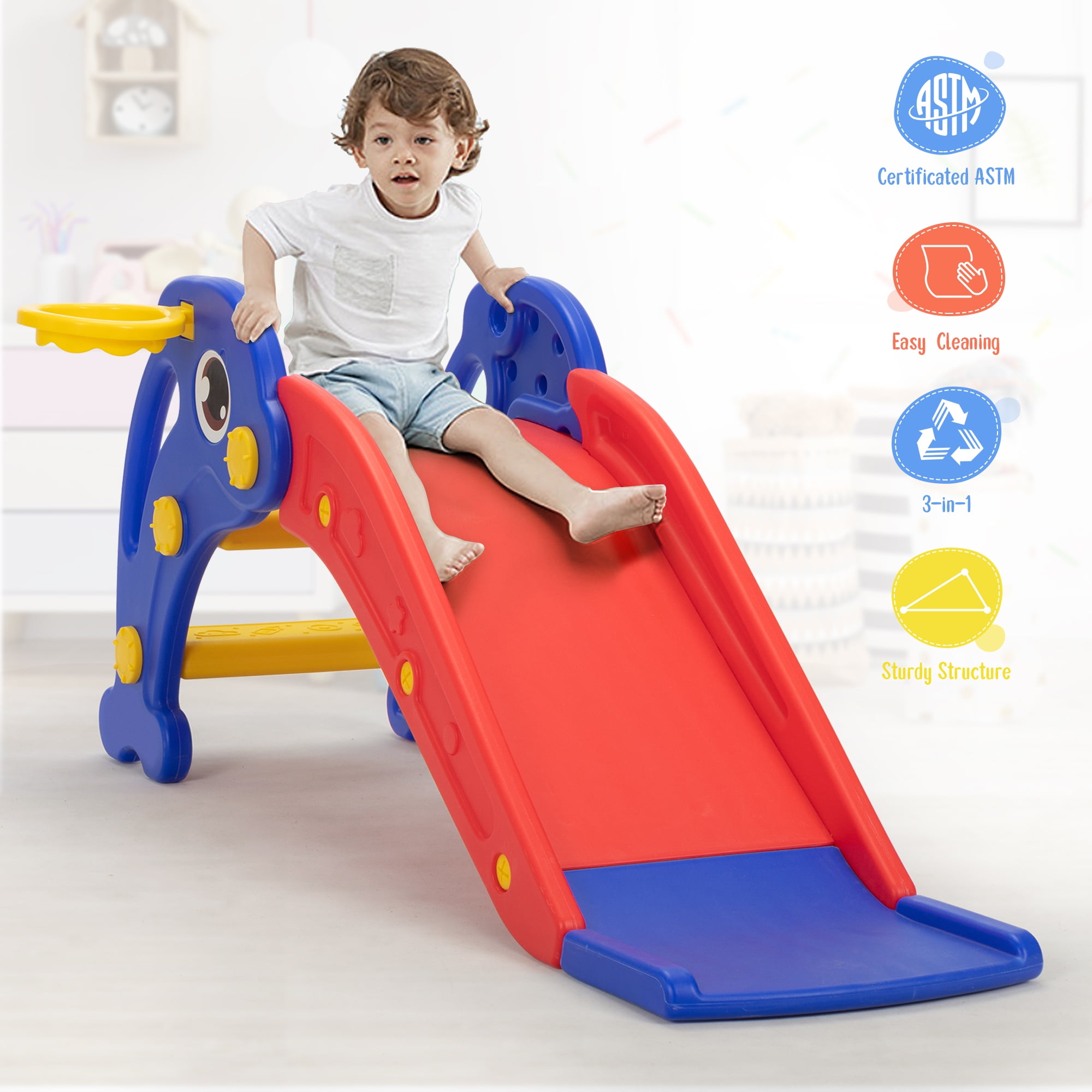 soft play toys For kids step and slide activity 110LX50WX30H CM IN BLUE AND RED 