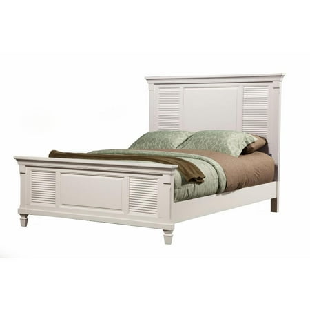 - Pine Wood Eastern King Size Shutter Panel Bed in White