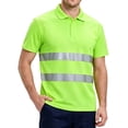 thumbnail image 2 of TOMVIGX Men's Polo Shirts Short Sleeve Reflective High Visibility Safety Moisture Wicking Shirts Outdoor Night Running Cycling Breathable Quick Dry Workout Shirts Light Green 2XL, 2 of 5