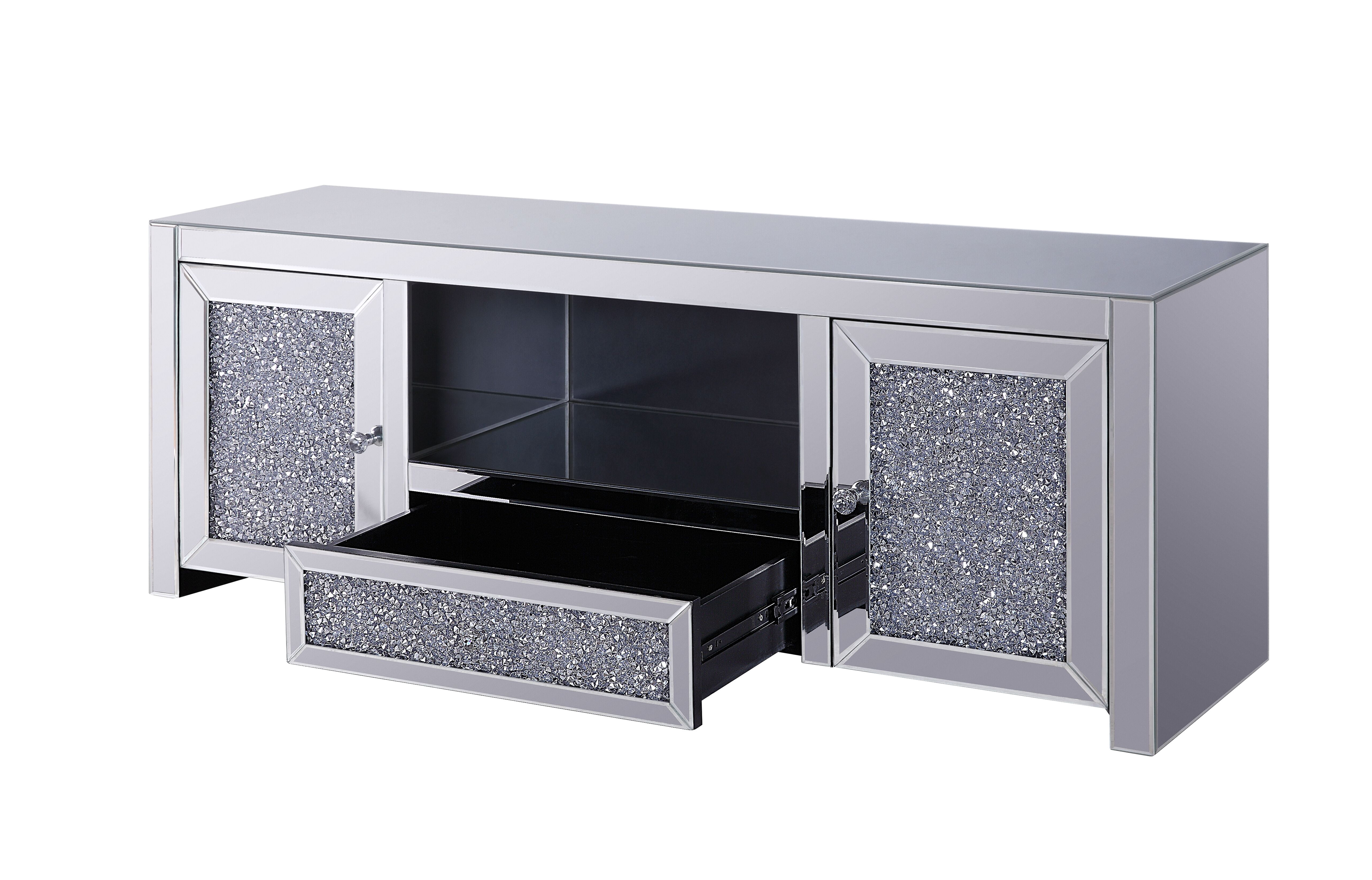 TV Stand Mirrored & Faux Diamonds