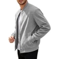 thumbnail image 3 of UDAUDU Mens Faux Suede Jacket Casual Full Zip Long Sleeve Lightweight Stand Collar Bomber Jacket with Pockets XL, 3 of 9