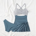 thumbnail image 5 of MSJUHEG Ruffle Cutout Swimdress,Tummy Control Swim Dresses,Wrap Swimwear,Womens Swimdress,One Piece Swimsuit with Skirt,Skirted Swimsuits for Women,Push Up Swim Dresses with Bottom Blue XL, 5 of 7