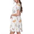 thumbnail image 2 of Picia Funny Chicken Pattern Women's Short Sleeve Summer Dress Pleated Loose Swing Knee Length Short Sleeve Swing Dresses, 2 of 6
