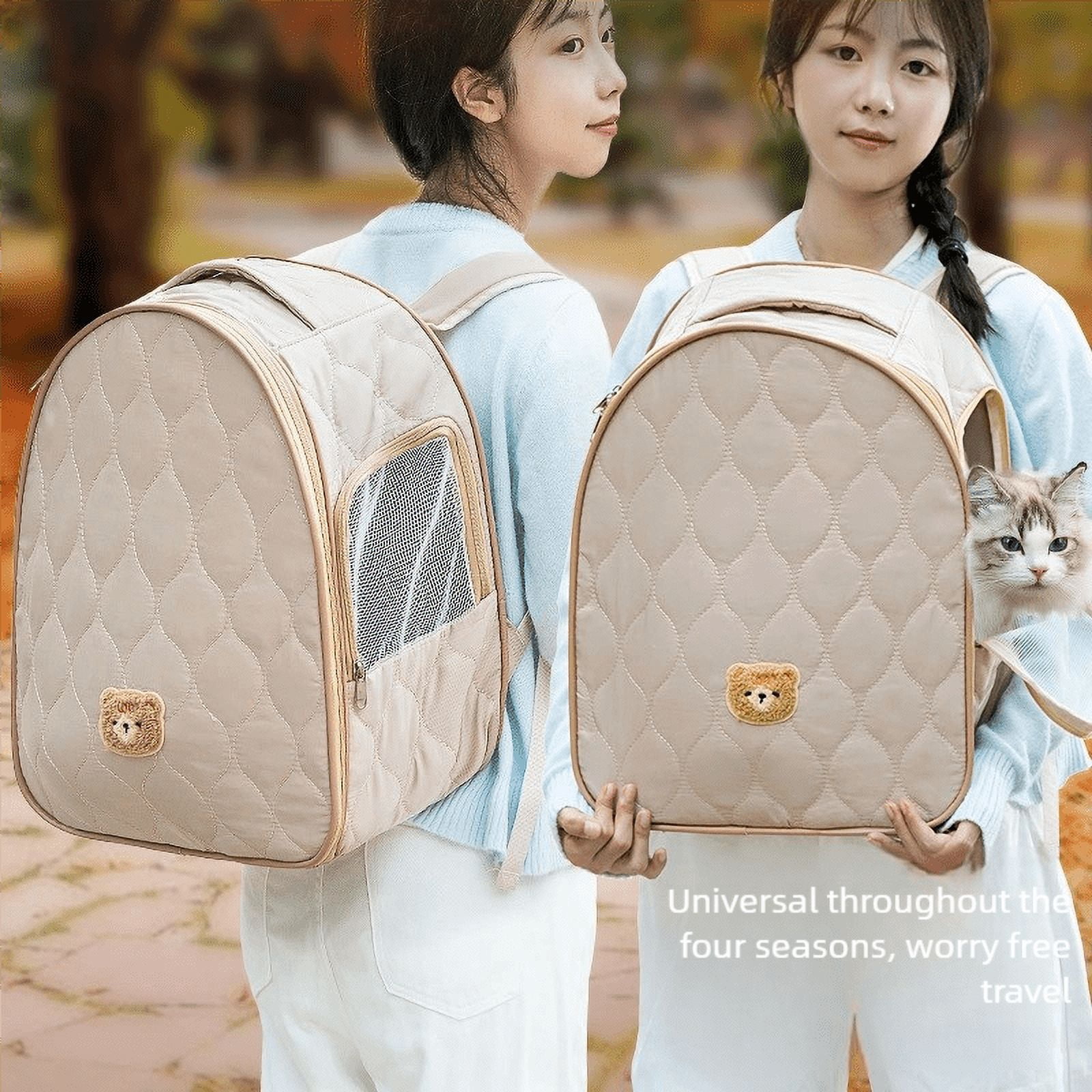 Pet Backpack Carrier Dog Portable Cat Bag - Warm, Safe & Spacious for Cats (20lbs) & Dogs (16lbs), All-Season Travel