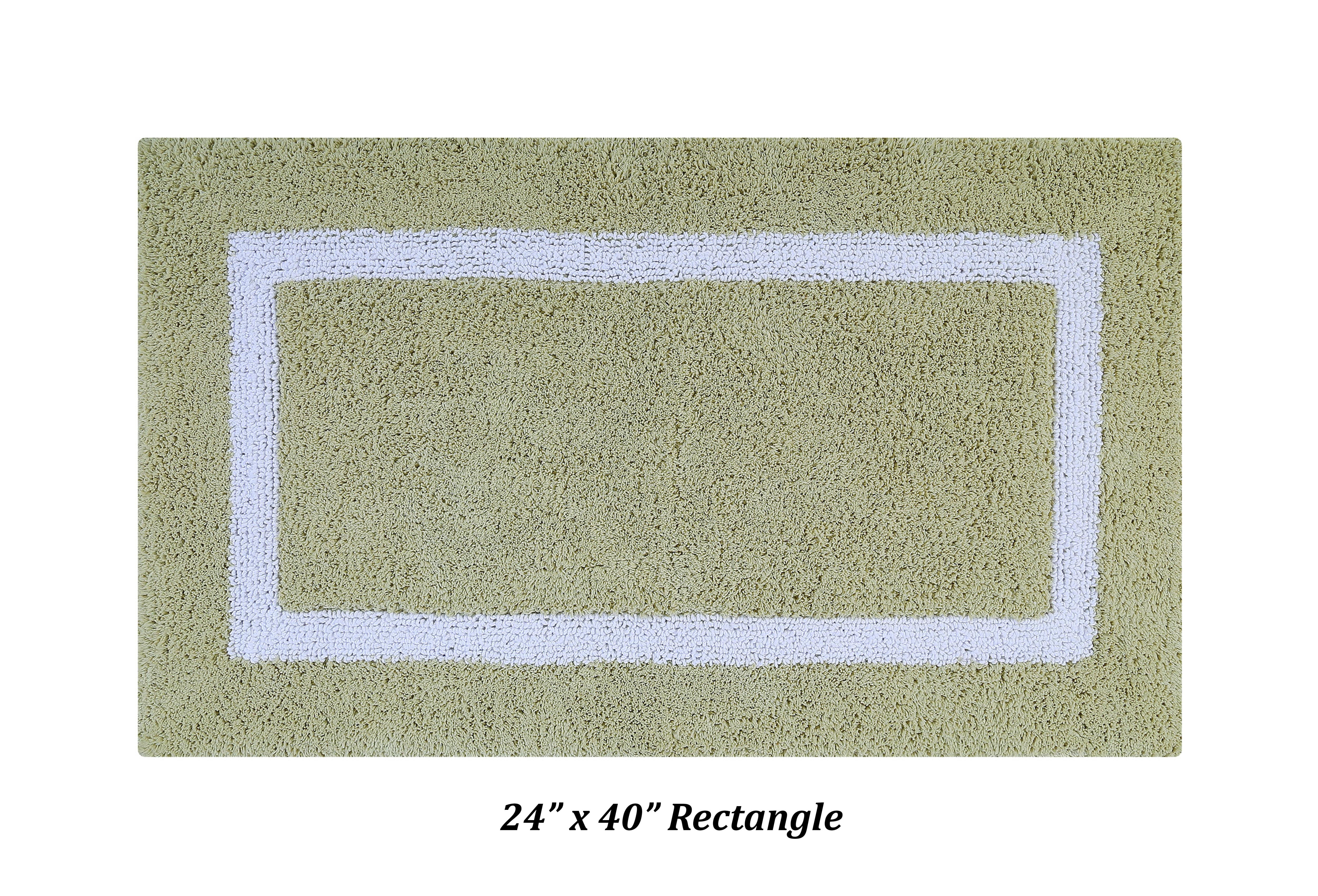 Better Trends 4 Piece Bathroom Rugs Set 100% Cotton Soft Bath Mat Water Absorbent, Reversible, Machine Washable for Home, Bathroom Decor Toilet Base Contour Mat, Hotel Multi Collection - Sage/White