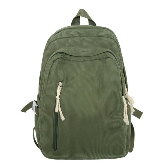 PINQI Lightweight High School College Laptop Bags,Women Travel Daypacks Casual Shoulder Corduroy Backpack Student Fashion Bag Women's Shoulder Bag(Green,One Size)