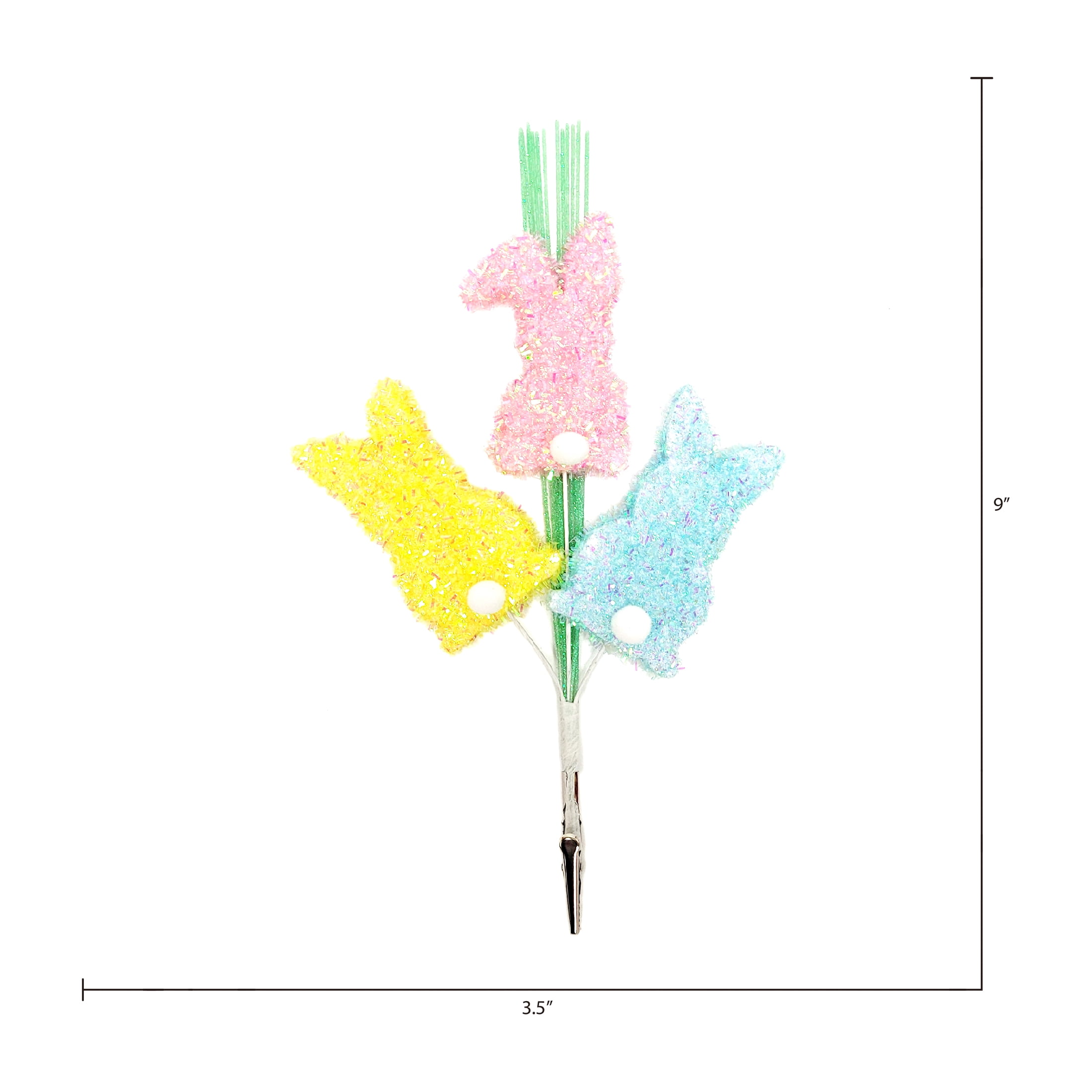 Way To Celebrate Easter Tinsel Bunny Clip with White Pompom Tail Assortment