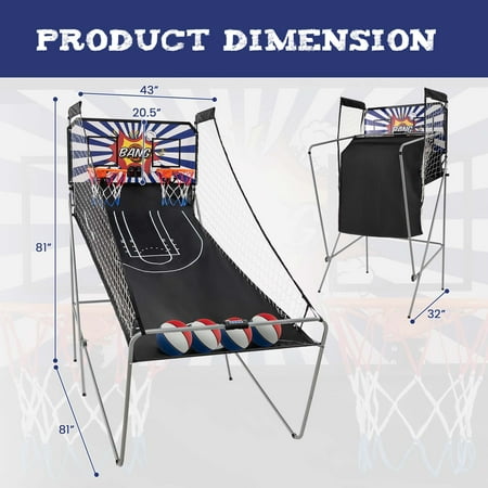 Costway - Dual Shot Basketball Arcade Game with 8 Game Modes Arcade Sound Electronic Scoring - White