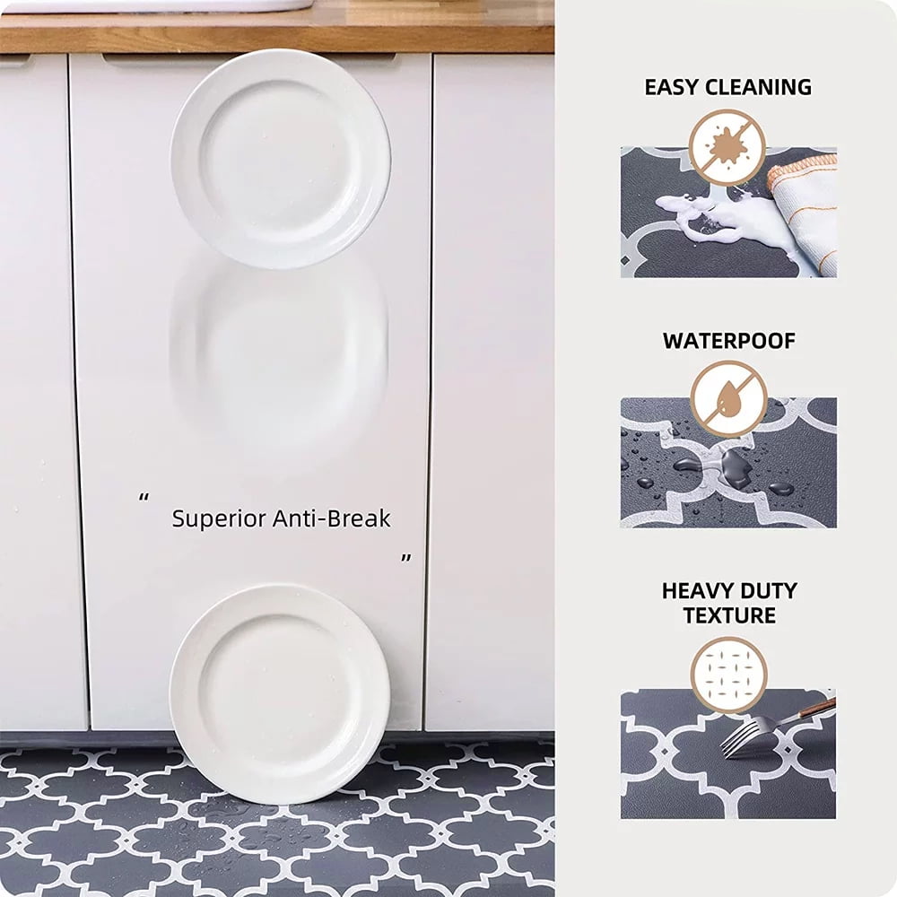 Cushioned Anti-Fatigue Kitchen Rug Mat ,17.3"x 28",Non Slip Waterproof , Heavy Duty PVC Ergonomic Comfort Mat for Kitchen, Floor Home, Office, Sink, Laundry