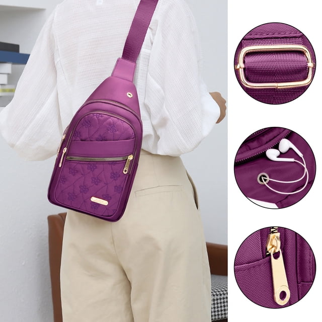 Bandolera para hombre y mujer con orificio para auriculares – Mochila pequeña de hombro/pecho para senderismo, camping, actividades al aire libre y viajes.