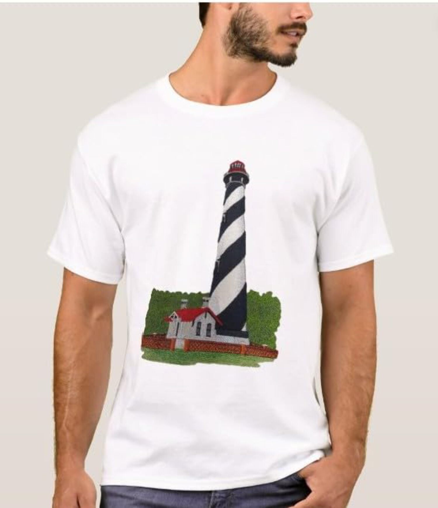 Captain I See The Light Custom and Unique Lighthouse [ St. Augustine Lighthouse (Florida) ] Embroidered Iron on/Sew (5.85" x 8.14")