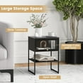 Nightstand With Flip Up Door, Modern Sofa Side Table With Open Shelf