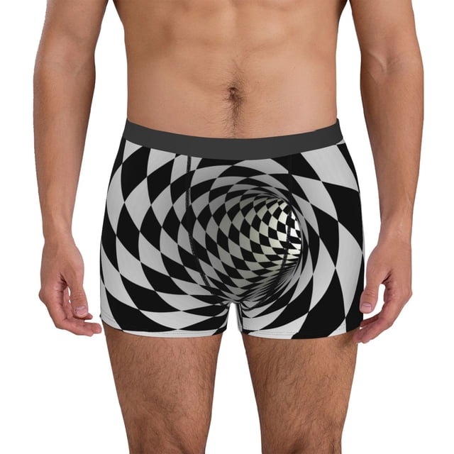 Balery 3D Vortex Illusion Calzoncillos bóxer para hombre, ropa interior de algodón suave y transpirable con cinturilla de nailon-X-Large