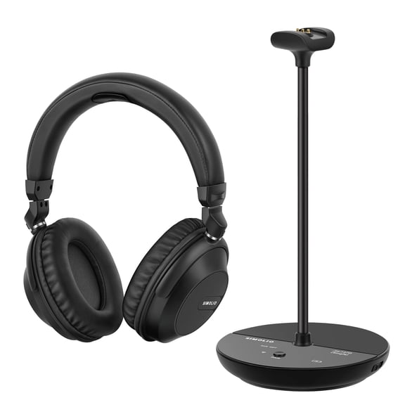 SIMOLIO Wireless TV Headphones for Seniors w/ Transmitter, Wireless Headphones for TV with Clear Dialogue, 164FT/50M, SM-737D1