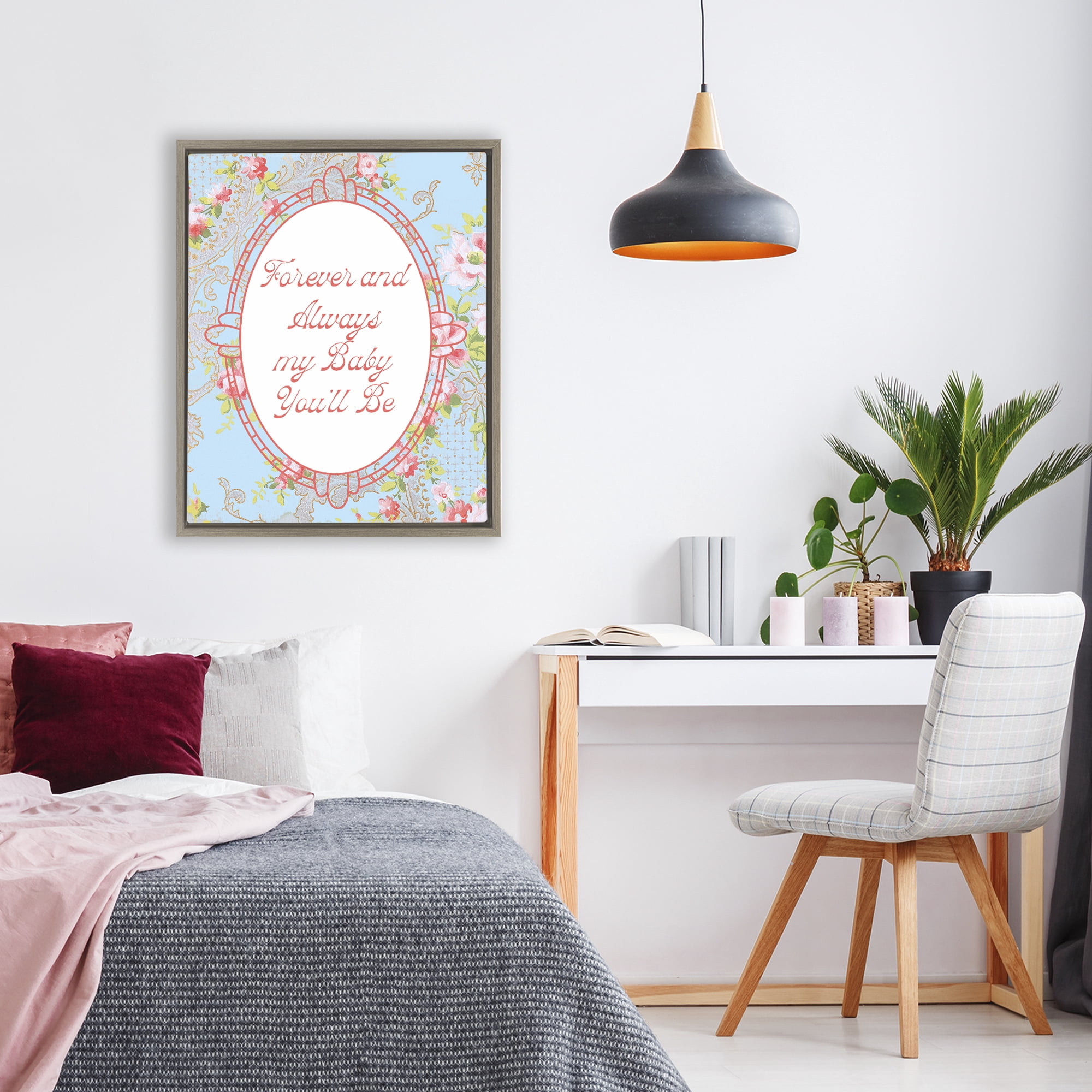 Stupell Industries Forever And Always My Baby Brown Framed Floater Canvas Wall Art, design by Lil' Rue