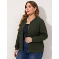 thumbnail image 7 of NAYTOAO Women's Plus Size Jacket: Full‑Zip Long Sleeve Knit Bomber Jacket, Casual Lightweight Streetwear with Pockets for All‑Season Wear, 7 of 7