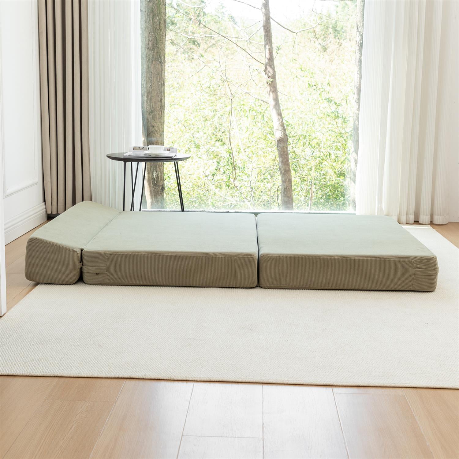 Demi Bonn 47" Twin Size Foldable Sofa Bed Sleeper Lounge Chair with Pillow, Convertible Floor Mattress Couch with Adjustable Backrest for Living Room, Dorm, Green