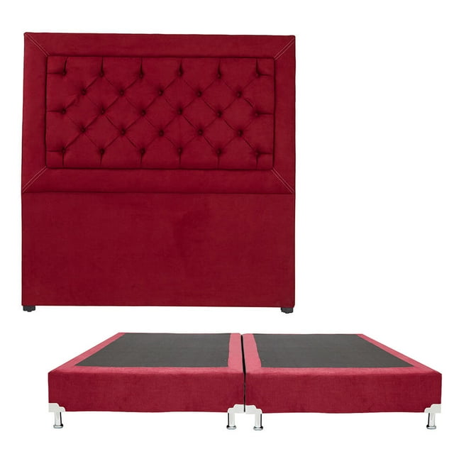 Box Base Cama King Size + Cabecera Mary Rojo Dicasa Red