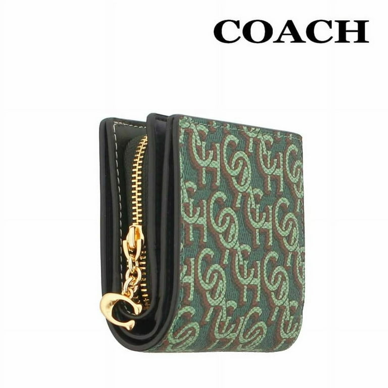 Coach Women s Snap Wallet with Signature Monogram Print Green