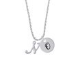 thumbnail image 2 of Delight Jewelry Silvertone Small Gelato Script Initial - N - Silvertone Script Initial Disc - O - Charm Necklace, 20"+3", 2 of 4