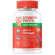 SmartyPants Kids Organic Multi & Vegetarian Omega 3 Gummy Vitamins with D3, C & B12 - 90ct