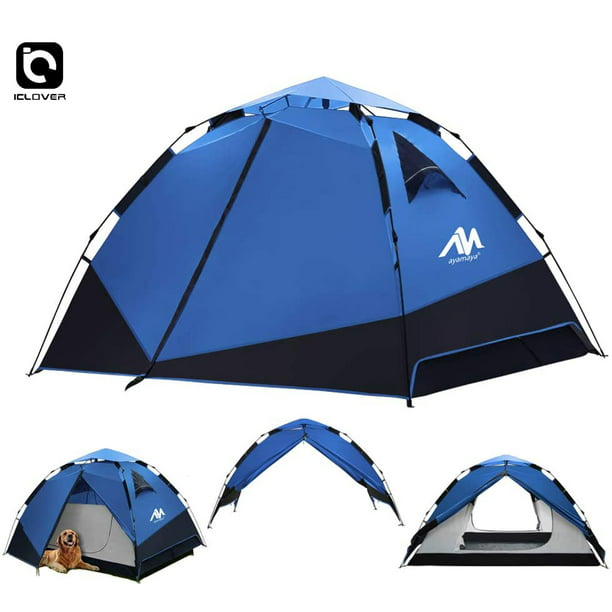 Pop Up Camping Tents for 3-4 Person Automatic Setup,iClover [2 in 