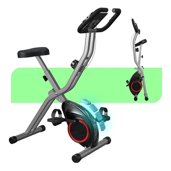 Lightweight 33LB Foldable Exercise Bike for Small Apartments, Stationary Bikes for Home Workout, Indoor Portable Cycling Bike with 16-Level Magnetic Resistance, 260LBS Capacity, 5.5 LBS Flywheel