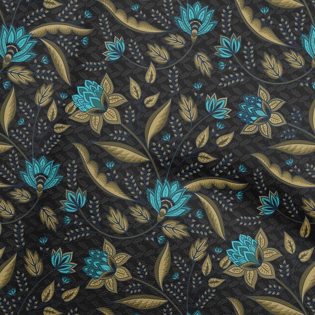 oneOone Georgette Viscose Olive Green Fabric Asian Floral Sewing Craft Projects Fabric Prints By Yard 42 Inch Wide