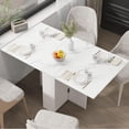 thumbnail image 2 of 55" Large Space Saving Folding Dining Table with Marble Pattern Top, 2 of 8