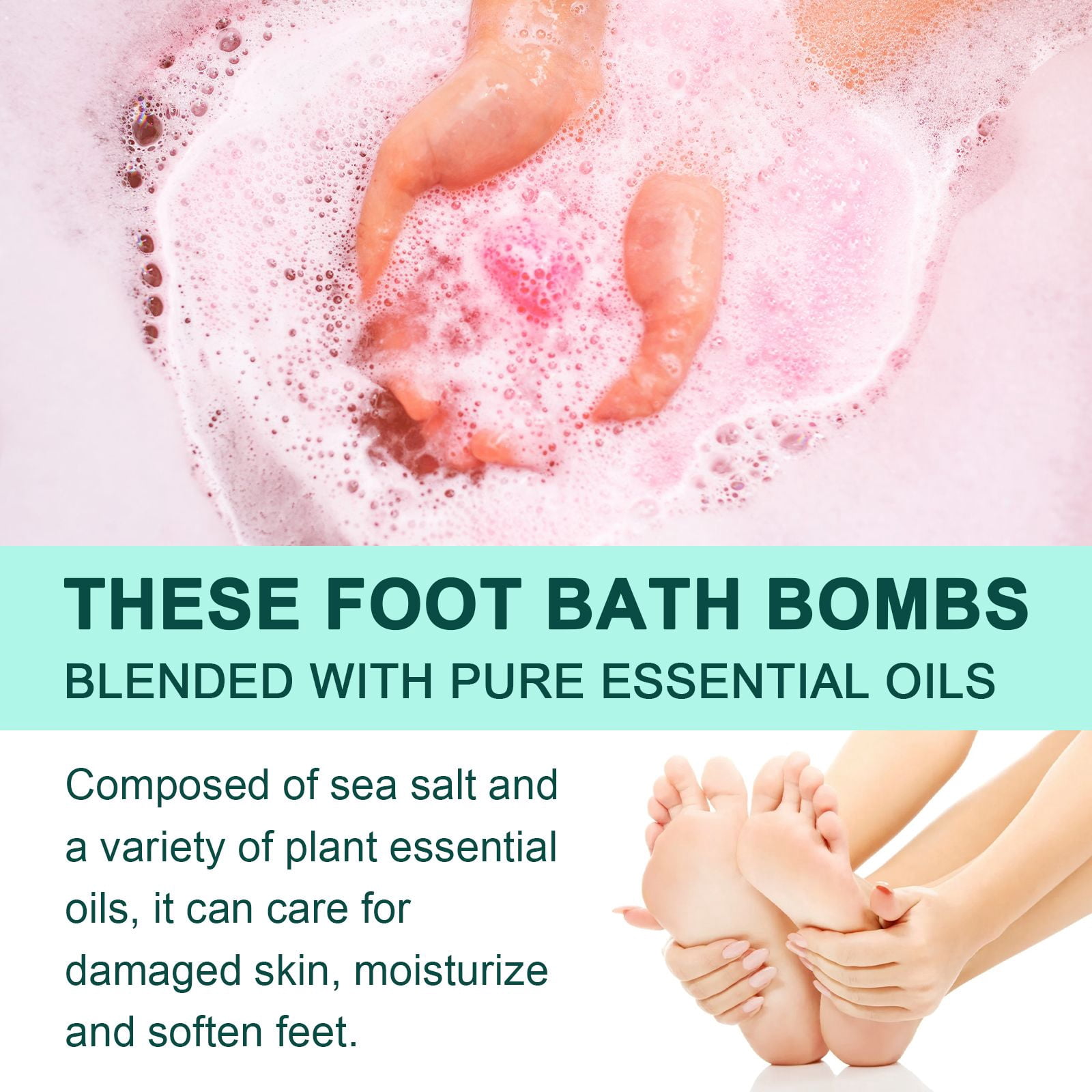 Alvantor Ginger Foot Sock Bath Bombs for Relaxation, Odor Removal, Dry Cracked Feet Relief, Soften Calluses, 6 Pack