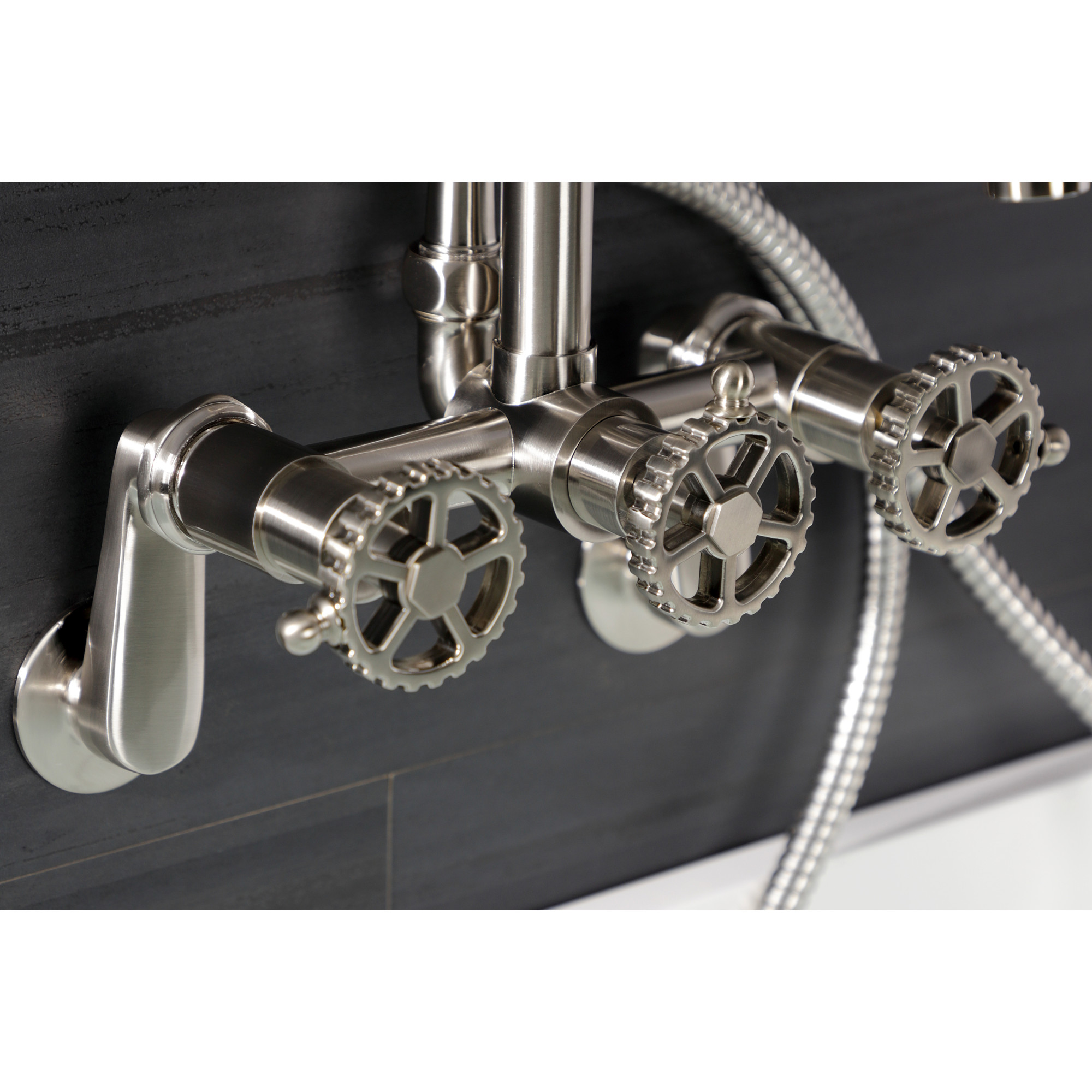 Kingston Brass AE8458CG Fuller Wall Mount Clawfoot Tub Faucet, Brushed Nickel
