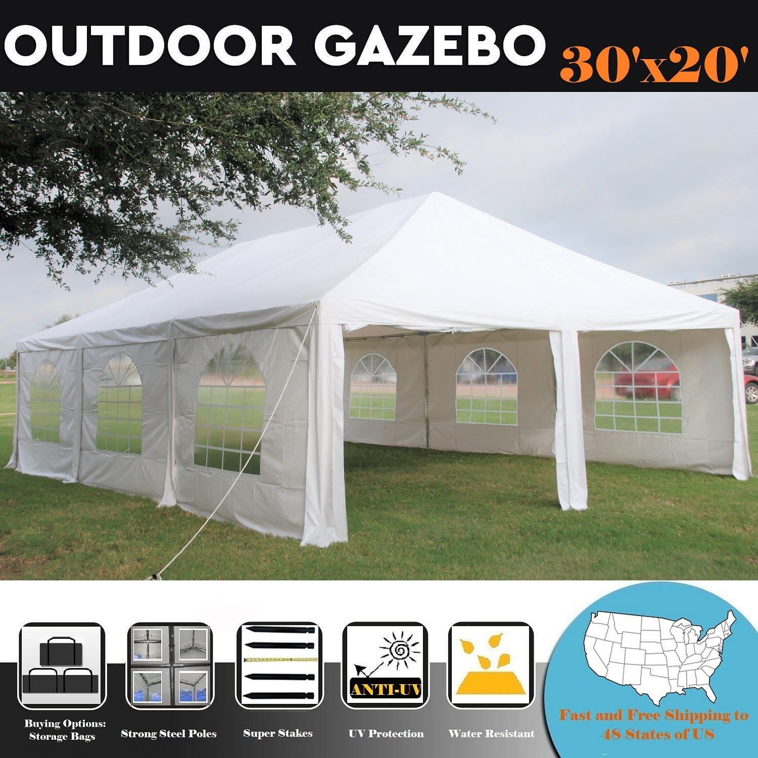 30'x20' Storage Bags Included 40'x20' PVC Frame Tent Party Wedding Canopy 