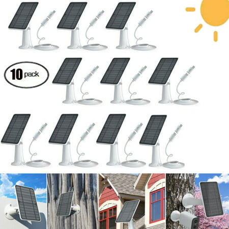 

10 Pack Solar Panels for Wireless Outdoor Security Camera 5V 4W Waterproof Solar Panel Kit for Eufy Eufycam Cam Rechargeable Battery Surveillance Cam Micro USB Type-C Port
