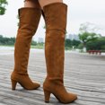thumbnail image 5 of Xfvqtps Womens Thigh High Boots Pull on Tie Back Chunky High Heel Pointed Toe Suede over the Knee Boots, 5 of 6