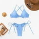 thumbnail image 5 of Conjuntos de bikini Prolriy para mujer, bikinis triangulares a rayas para mujer, traje de baño de marca, conjunto de bikini de dos piezas, traje de baño de playa, trajes de baño para mujer, azul, 5 of 6