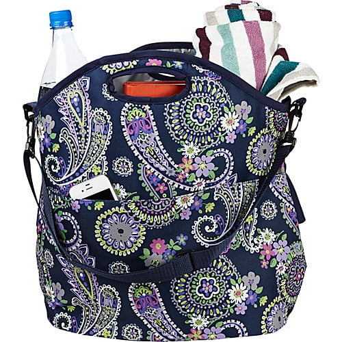 Fit & Fresh Maui Insulated Beach Bag Tote (Navy Summer Paisley