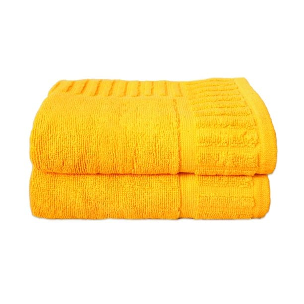 HURBANE HOME 2 Piece Yellow Bath Mat Rug Set, 100 Cotton with Rip Design