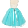 thumbnail image 3 of Little Girls Two Tone V Neck Beaded Lace Top Flowers Girls Dresses Aqua Size 6, 3 of 3