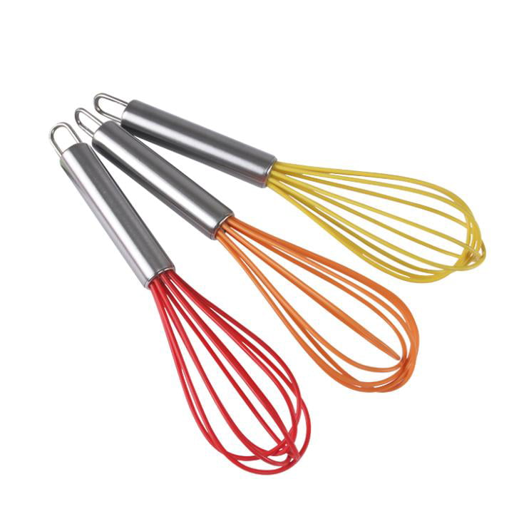 One Pieces Colorful Silicone Eggbeater Stainless Steel Handle Egg Whisk for Cooking Baking
