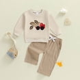 thumbnail image 2 of KPOPLK Toddler Boy Clothes for 3 6 9 12 Months 2T 3T 4T Outfit Long Sleeve Sshirt Top Jogger Pants Cute 2Pcs Set(18-24 Months,Beige), 2 of 4