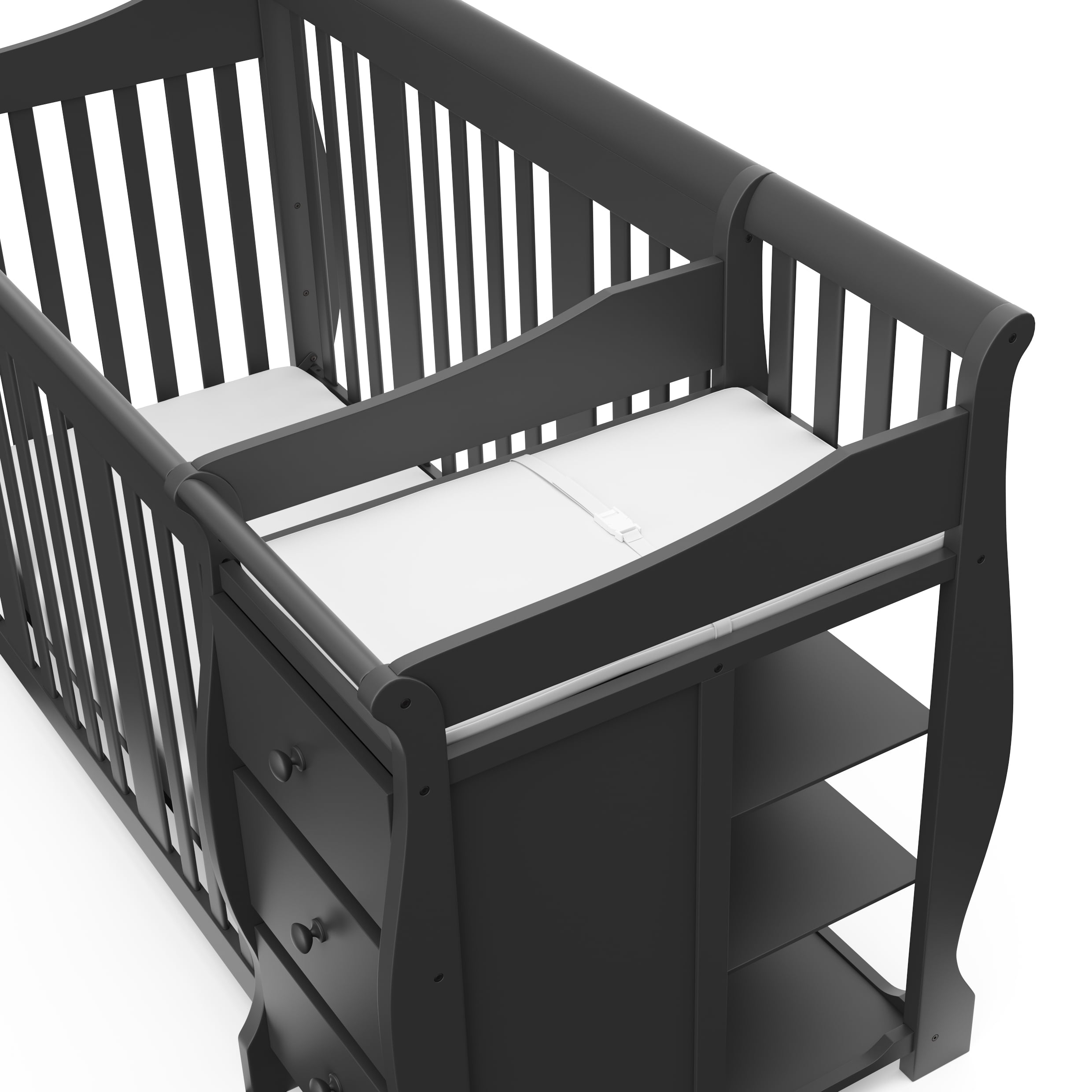 Storkcraft Portofino 5-in-1 Convertible Baby Crib and Changer, Gray