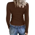 thumbnail image 4 of Resicozy Womens Long Sleeve Square Neck Ribbed Fitted Casual Tops Tee Slim Fashion Solid Color Basic Shirts Coffee XL, 4 of 7